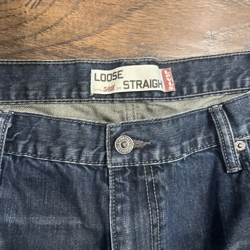 Levi's 569 Loose Straight Jeans Men's 42x30 Dark Wash Denim Relaxed Fit